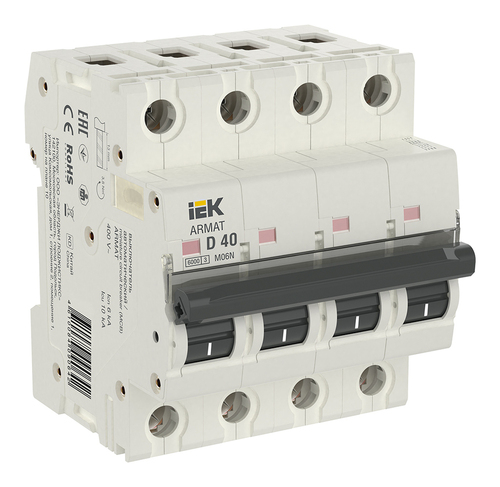 Автоматический выключатель IEK ARMAT 4P 40А (D) 6кА, AR-M06N-4-D040
