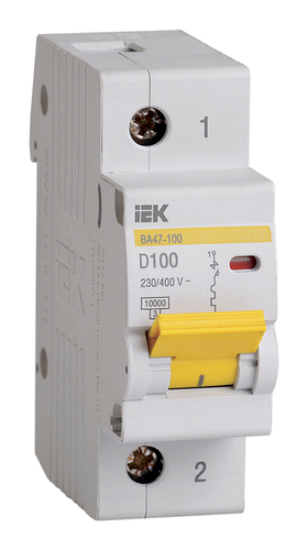 Автоматический выключатель IEK ВА47-100 1P 100А (D) 10кА, MVA40-1-100-D