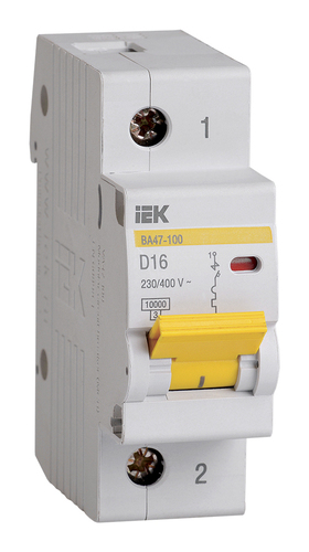 Автоматический выключатель IEK ВА47-100 1P 16А (D) 10кА, MVA40-1-016-D