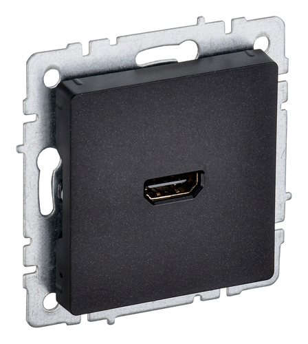 Розетка HDMI IEK BRITE, скрытый монтаж, черный, BR-H10-K02