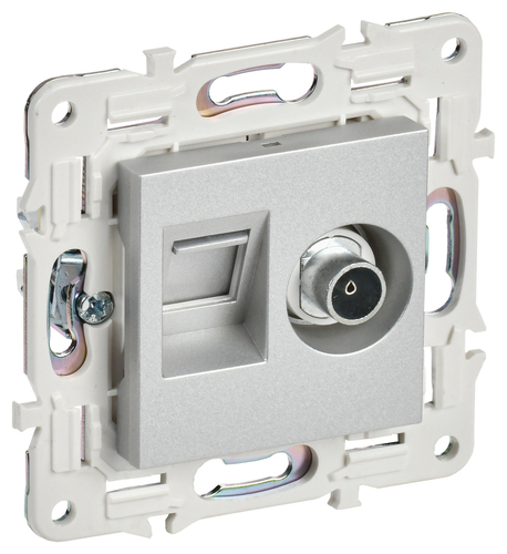 SKANDY Роз. двойная TV+RJ45 кат.5E SK-A14S сереб. IEK
