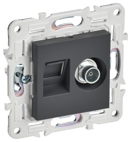 SKANDY Роз. двойная TV+RJ45 кат.5E SK-A14T титан IEK