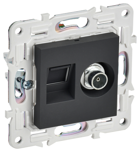 SKANDY Роз. двойная TV+RJ45 кат.5E SK-A14G граф. IEK