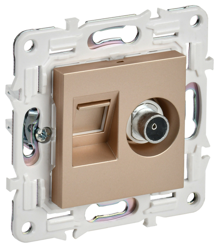 SKANDY Роз. двойная TV+RJ45 кат.5E SK-A14Sa песоч. IEK