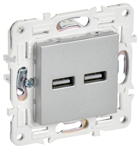 SKANDY Роз. USB A+A 3,1А SK-R15S сереб. IEK