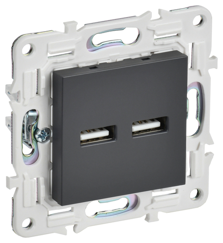 SKANDY Роз. USB A+A 3,1А SK-R15T титан IEK