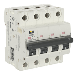 Автоматический выключатель IEK ARMAT 4P 6А (C) 6кА, AR-M06N-4-C006