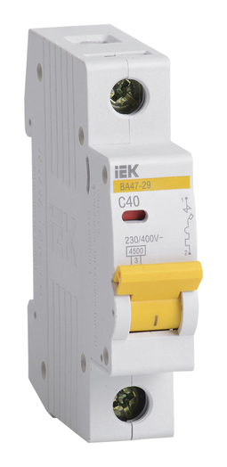 Автоматический выключатель IEK ВА47-29 1P 40А (C) 4.5кА, MVA20-1-040-C