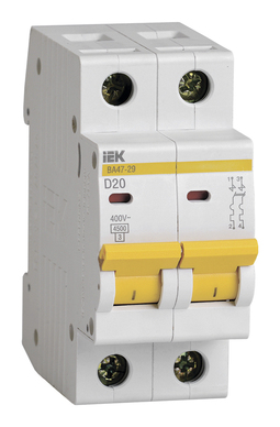 Автоматический выключатель IEK ВА47-29 2P 20А (D) 4.5кА, MVA20-2-020-D