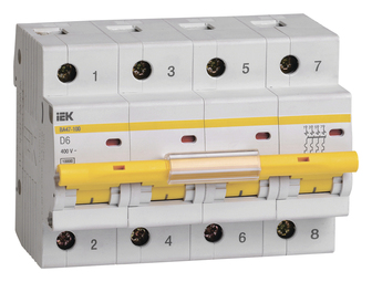Автоматический выключатель Karat ВА47-100 4P D 6А 10кА IEK