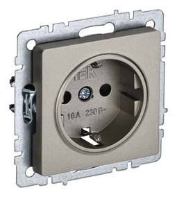 Розетка IEK BRITE, скрытый монтаж, с заземлением, шампань, BR-R11-16-K37