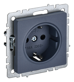 Розетка IEK BRITE, скрытый монтаж, с заземлением, маренго, BR-R11-16-K35