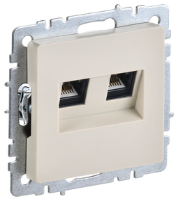 Розетка компьютерная 2xRJ45 IEK BRITE, скрытый монтаж, бежевый, BR-K20-1-K10