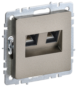 Розетка телефонная+компьютерная RJ11+RJ45 IEK BRITE, скрытый монтаж, шампань, BR-KT20-O-1-K37