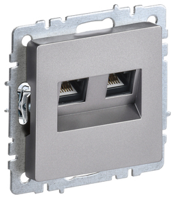 Розетка телефонная+компьютерная RJ11+RJ45 IEK BRITE, скрытый монтаж, сталь, BR-KT20-O-1-K46