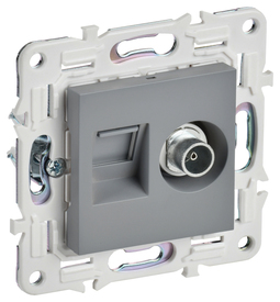 SKANDY Роз. двойная TV+RJ45 кат.5E SK-A14Gr сер. IEK