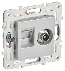 SKANDY Роз. двойная TV+RJ45 кат.5E SK-A14S сереб. IEK