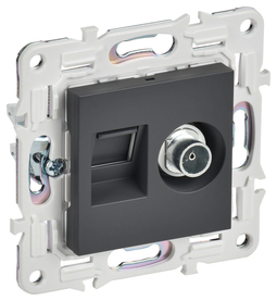 SKANDY Роз. двойная TV+RJ45 кат.6E SK-A15T титан IEK