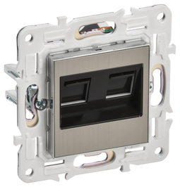 IEK SKANDY Никель Розетка компьютерная двойная RJ45 кат.5E SK-K03N