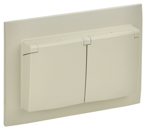 SKANDY Роз. 2-я с кр. 16А в сб IP44 SK-R12B беж. IEK
