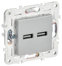 SKANDY Роз. USB A+A 3,1А SK-R15S сереб. IEK