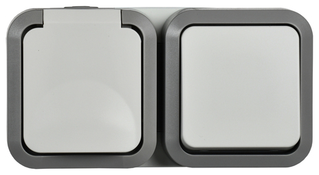 TORS Блок розетка + выключ. гор. 16А IP55 TS242 сер-бел IEK