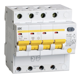 Дифавтомат IEK АД14 4P 50А (C) 4.5 кА, 300 мА (AC), MAD10-4-050-C-300