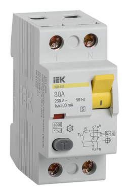УЗО IEK ВД1-63S 2P 80А, 300 мА (S), MDV12-2-080-300